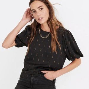 Madewell black and gold metallic top puff sleeves - Small